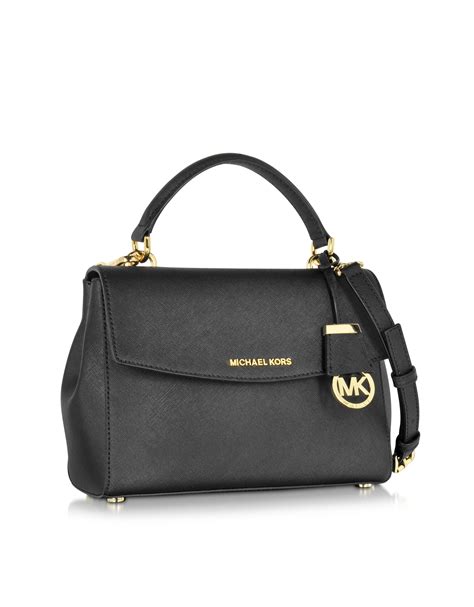 michael kors handtasche mit reißverschluss schwarz|Michael Kors saffiano handbag.